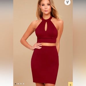 Wine Red Lace Two-Piece Dress size Small New in package